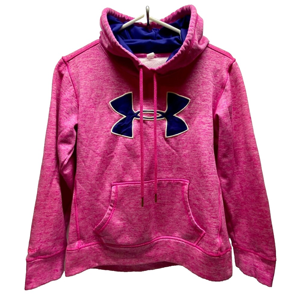 Under Armour Hooded Sweatshirt Women's XS Electric Pink Loose Fit Hoodie GUC